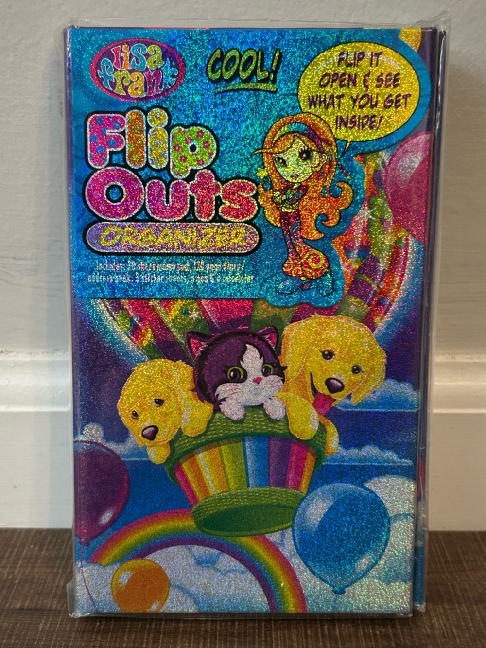 Vintage BRAND NEW Lisa Frank Balloon Buddies Flip Outs Organizer Dogs Cat NOS